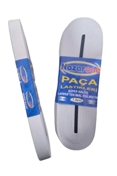 Kezban Tekstil Beyaz  Yassı  1,5 cm Eninde 10 Metre Bel Paça Lastiği