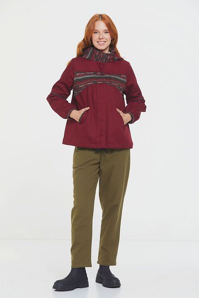 Clandestino Hooded High Collar Coat Red