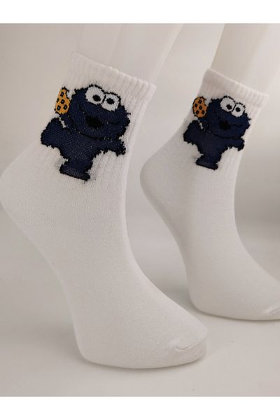 Shuttle Park Unisex Comics Patterned Cookie - Monster Written College Socks