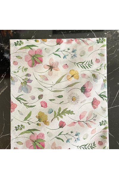 Hayal.kirtasiyesi Plush Paper 50X70 cm 10 Pieces Flower Patterned Plush Paper Christmas Gift Package