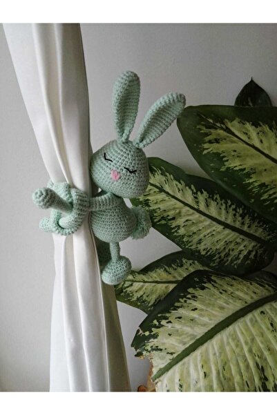 Trend bayb Amigurumi Yeşil Perde Tutucu Tavşan