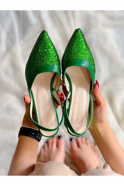 irmona AVA Green Stone Detailed Heeled Sandals