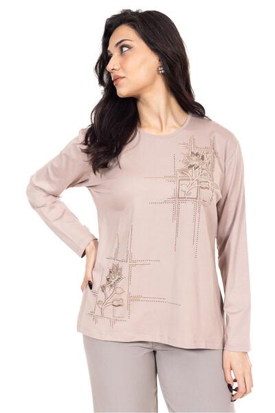 Mutlu City Yeni Sezon Kadın Orta Yaş ve Üzeri Viskoz Kanaviçe İşlemeli Lüks A...