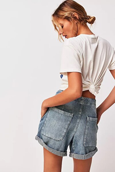 september island Klasik Kot Rengi Rahat Kalıp Denim Şort