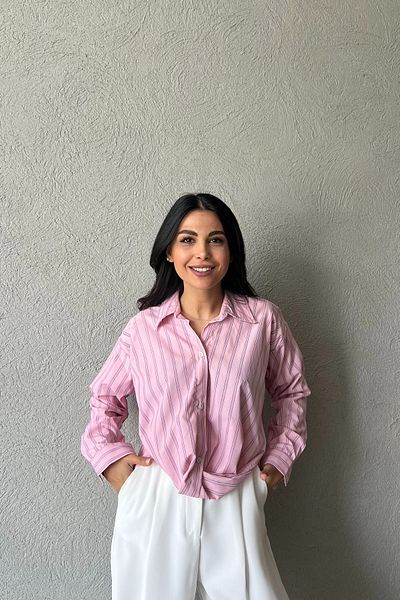 Seda Yalçın Atelier Pink Striped - Tied Front Design Shirt