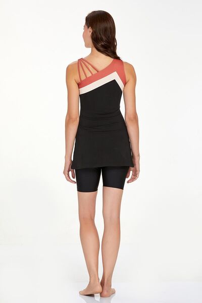 Remsa Mayo Eva 3059 Black Sleeveless Semi-Closed Shorts Swimsuit