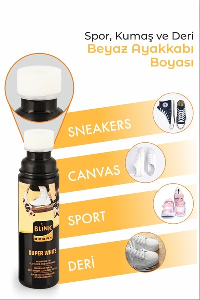 Blinksport Süper White Güçlendirilmiş Beyaz Renkli Spor, Deri Ve Kumaş Ayakkabı Boyası 75 ml