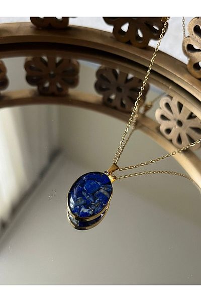 sahrastyle SAFIR STONE STAINLESS STEEL NECKLACE