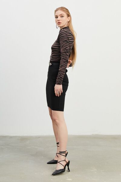 Bipantolon Γυναικείο ολόσωμο με μοτίβο σε καφέ μαύρο ζέβρα με λεπτομέρεια στα δάχτυλα