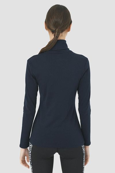 Comm-Ci Tricou tricotat cu mânecă lungă din bumbac organic, albastru bleumarin