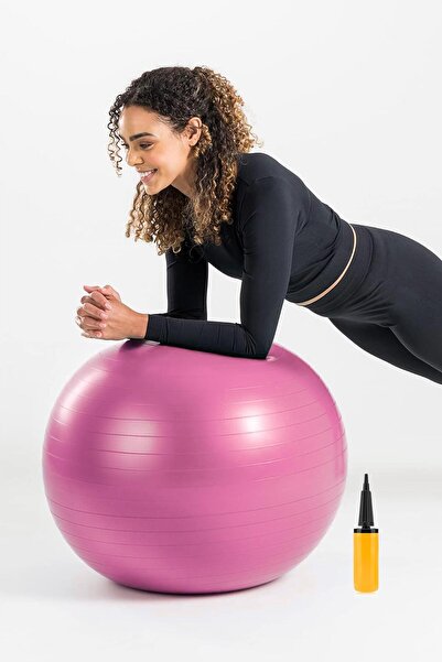 Telvesse 65 cm Pink Pilates Ball - Balance Sports Yoga Aerobics Gymnastics Pl...