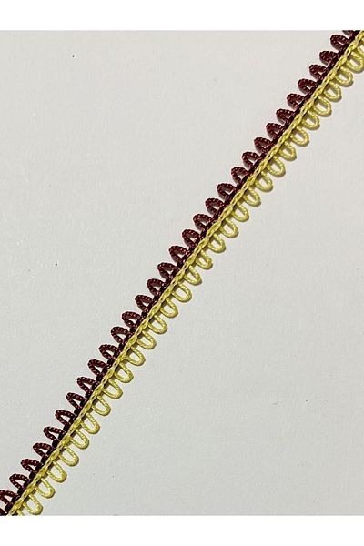 Majestik Pıtırcık Hand Embroidered Ribbon. 5 Meters. Burgundy/cream.