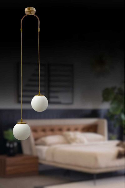 BSA LIGHTING Nehir 2-Piece Modern Chandelier - Painted Fluid, White Glass