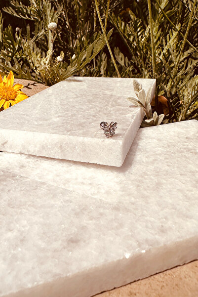 MOONİ ACCESSORİES Çelik Kelebek Model Şık Tasarım Zirkon Taşlı Gümüş Renk Pie...