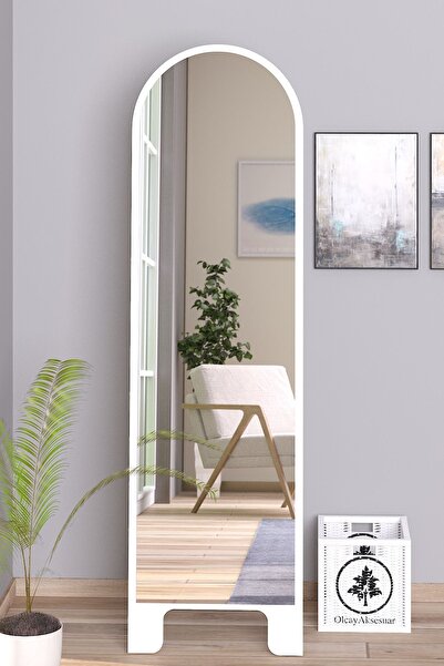 OlcayAksesuar Beyaz 120X43 cm Ayaklı Tek Kubbeli Salon Antre Çocuk Odası Bany...