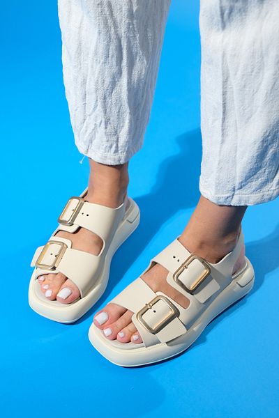 LuviShoes Sandale FURİS Bej pentru damă - Piele din piele naturală