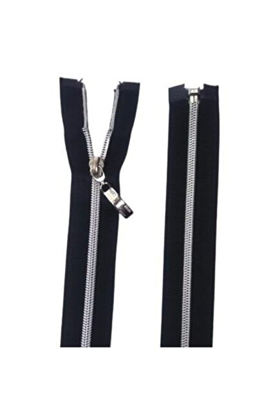 Kezban Tekstil Ferace Fermoar Negru Argintiu Filetat 110 Cm