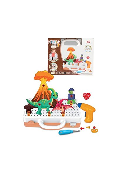 Birlik Eğitici Pilli Çalışan 3D Matkap Seti Sök Tak Dinozorlar