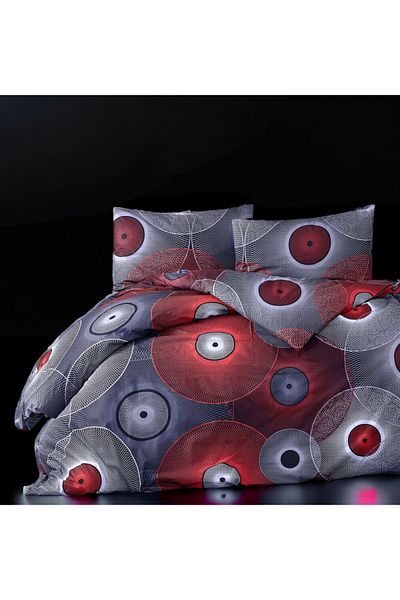 MAJESTE Toprak Ev Elegant 100% Cotton Techno Duvet Cover Set Double-6228 Red