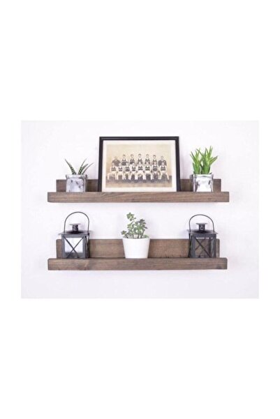 OlcayAksesuar Ahşap Raf Kitaplık Rustik Duvar Rafı 2'li Raf