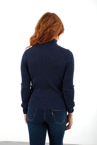 Trist Star Pulover cu guler rotit cu coaste Indigo - Trıst-6157