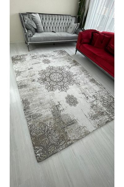 MEKA TEKSTİL Gray Sultan Model Silk Velvet Elastic Carpet Cover