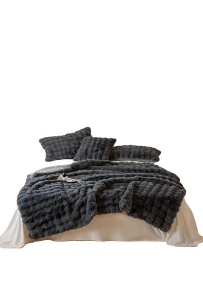 baladı home ev tekstil home collection kalın peluş yatak örtüsü tek kişilik ( set iki parça ) battaniye 155 x 200 cm   +1 adet yastik kilif
