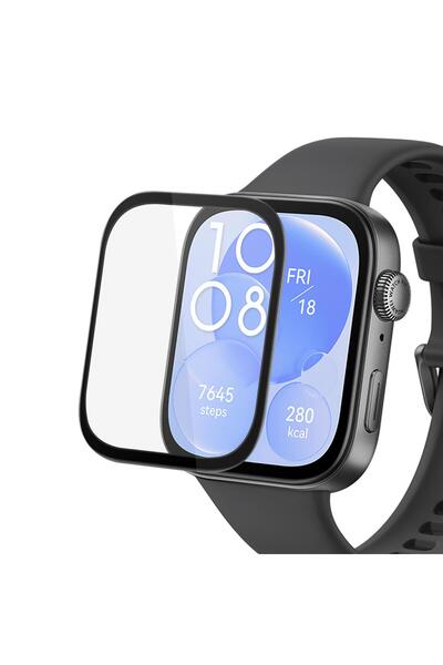 Microsonic Huawei Watch Fit 3 Tam Kaplayan Nano Cam Ekran Koruyucu Siyah