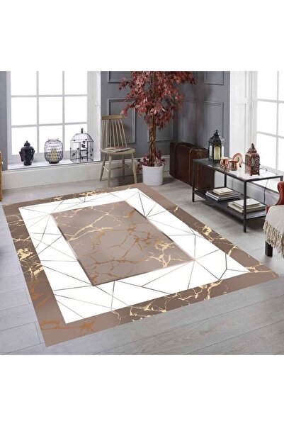MEKA TEKSTİL New Model Brown Prism Elastic Carpet Cover Velvet
