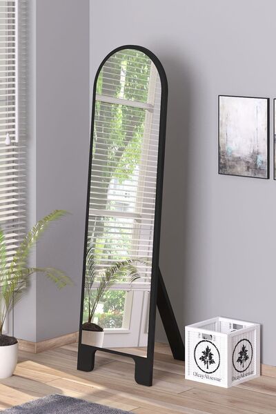 OlcayAksesuar Siyah 150X43 cm Ayaklı Tek Kubbeli Salon Antre Çocuk Odası Bany...