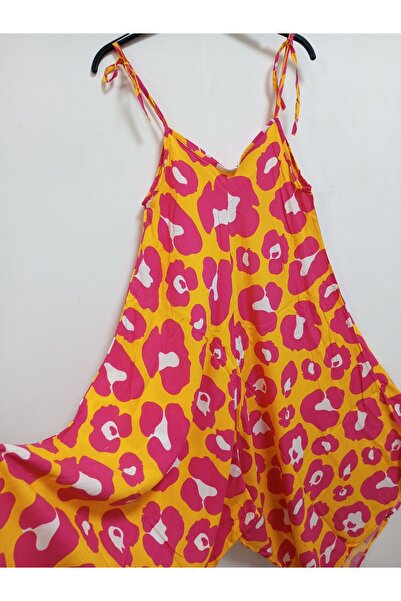 AKŞEN GİYİM Жіночий віскозний бавовняний комбінезон з широкими штанинами та б...