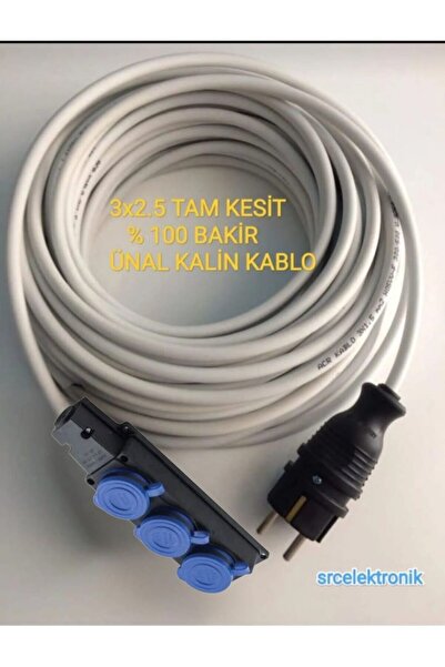 ünal kablo ÜNAL 3 ' LÜ 6 METRE KAUÇUK 3X2.5 UZATMA SEYYAR KABLO (% 100 TAM BA...