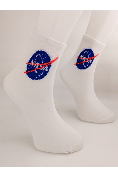Shuttle Park Unisex Nasa Patterned White Comics Fashion College Socks