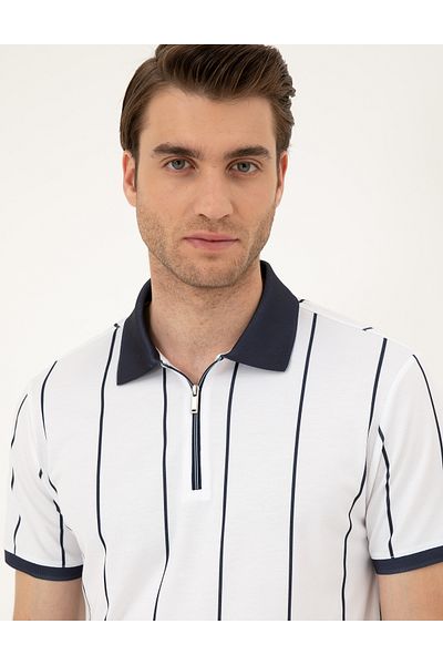 Pierre Cardin Μπλουζάκι Pierre Cardin με ριγέ γιακά με φερμουάρ