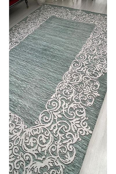 MEKA TEKSTİL Waterway Green Model Elastic Velvet Carpet Cover