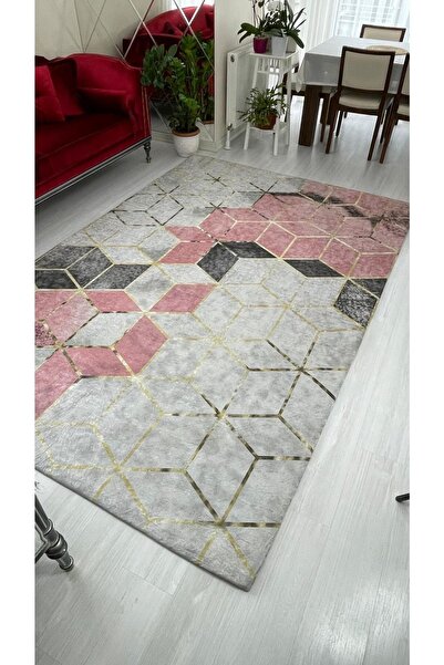 MEKA TEKSTİL New Model Powder Pyramid Patterned Silk Velvet Elastic Carpet Cover