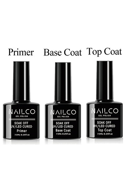 Naıl Co Primer Air Dry + BaseCoat + TopCoat 7,5 ml Kalıcı Oje Protez Tırnak 3...