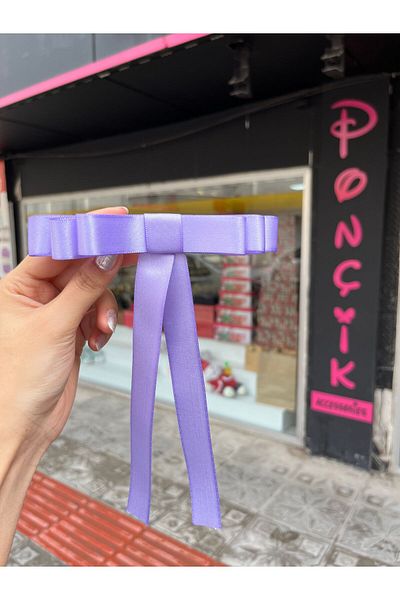 PONÇİK ACCESSORİES Lilac Satin Ribbon - Automatic Bow Buckle