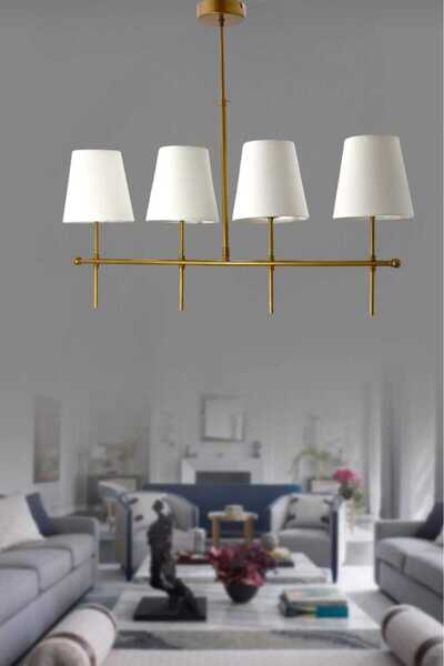 BSA LIGHTING HENNA 4-Piece Modern Chandelier - Serial, Painted Conical White Lampshade