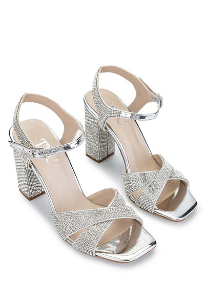Tamer Tanca Vegan Women's Silver Heeled Sandals