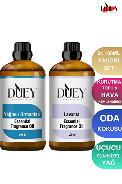DUEY 2x 100 ML Yağmur Ormanları&Lavanta Uçucu Yağ, Mum Esansı, Oda Kokusu, Ha...