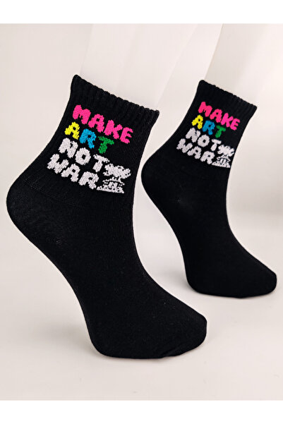 Shuttle Park Унисекс модни черни комикси - чорапи за колеж с надписи и шарки