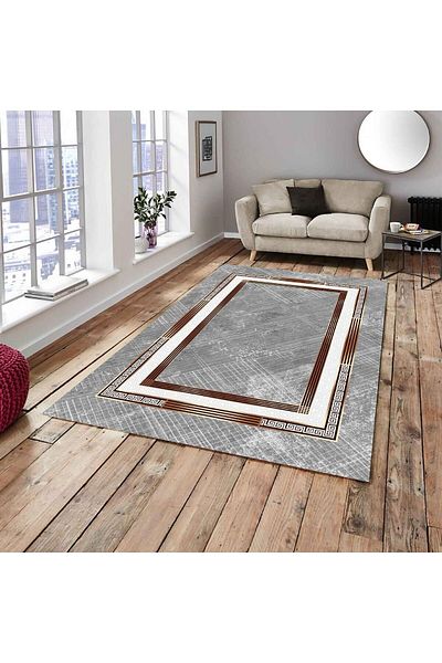 MEKA TEKSTİL Gray Black Model Elastic Carpet Cover