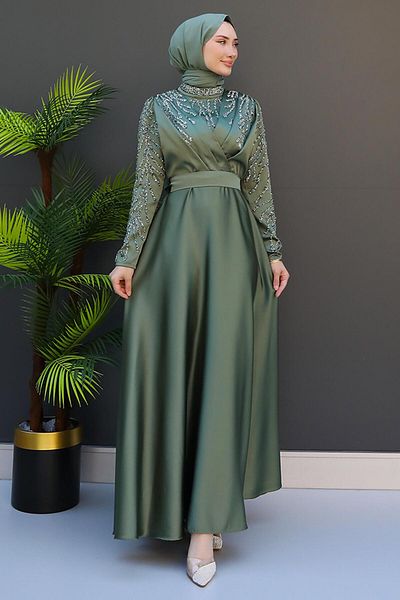 GİZ AGİYİM Χακί Φόρεμα Hijab - Hazan