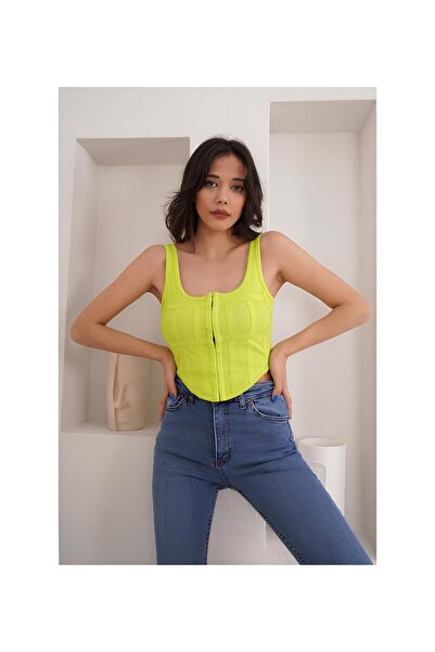 Belle Vie مشد علوي أخضر قصير - بأشرطة