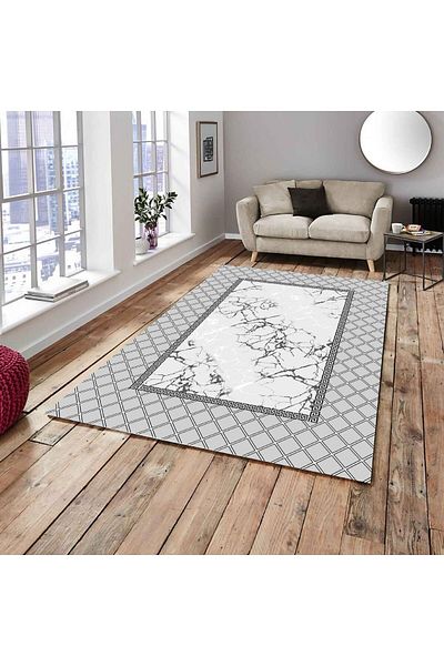 MEKA TEKSTİL Gray Black Favorite Model Elastic Carpet Cover