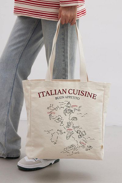 Manuka Italienische weiße Tasche – bedruckt und mit Zwickel