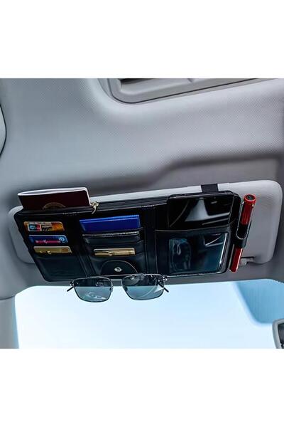 Polham Organizer Güneşlik Araç Cüzdanı, Telefon Tutucu, Gözlük, Kartlık, Kiml...