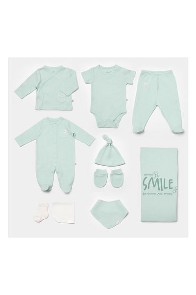 Biorganic Mint Green 10-Piece Waffle Smile Hospital Exit Set