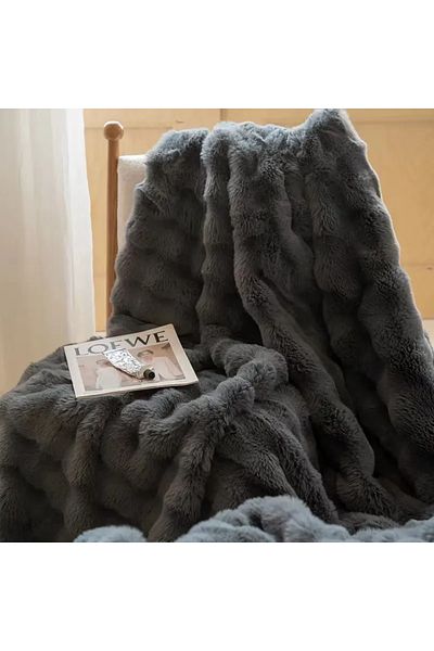 baladı home ev tekstil home collection Single Thick Plush Bedspread - Blanket 155 x 200 cm + 1 Pillowcase